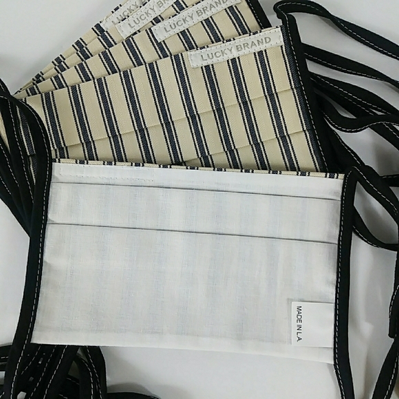 NWOT Lucky Brand Face Mask Navy Cream Stripes - Picture 5 of 7